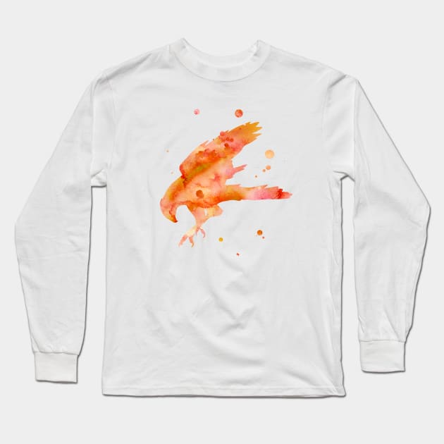 Falcon Watercolor Painting Long Sleeve T-Shirt by Miao Miao Design